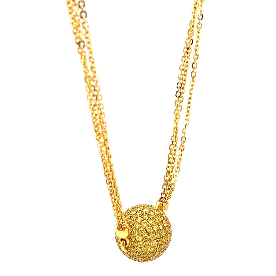 18K Yellow Gold Pave Diamond Necklace - womens necklace