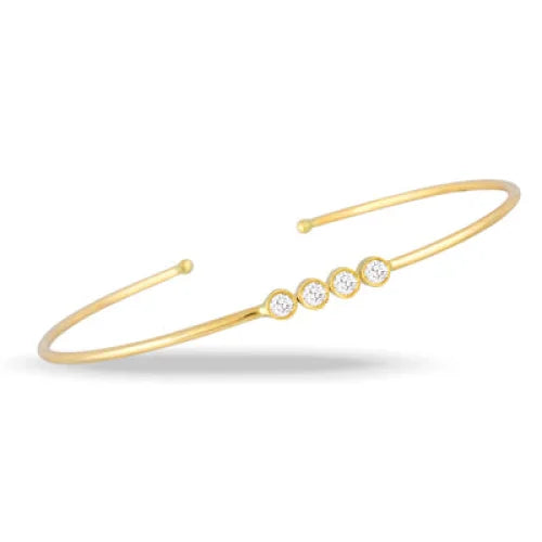 18K Yellow Gold Round Diamond Bangle - women’s bracelet