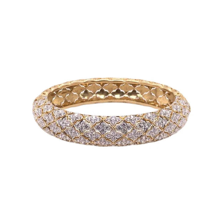 18K Yellow Gold Round Diamond Bangle - women’s bracelet