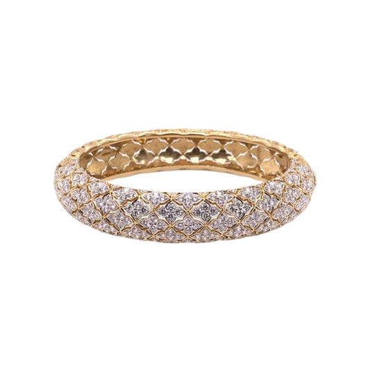 18K Yellow Gold Round Diamond Bangle - women’s bracelet