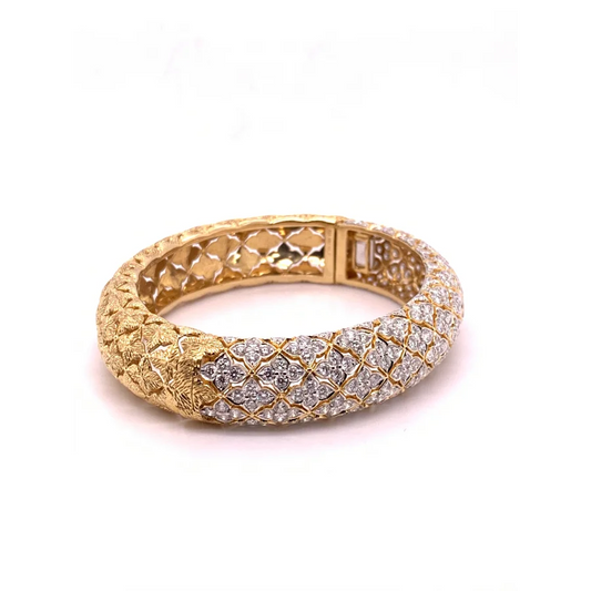 18K Yellow Gold Round Diamond Bangle - women’s bracelet