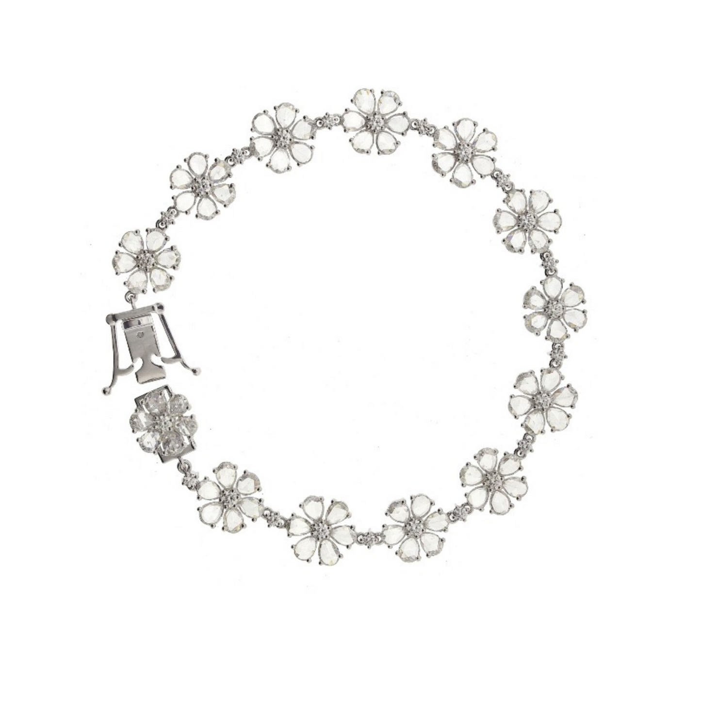 White Gold Diamond Flower Bracelet