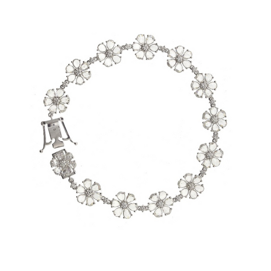 White Gold Diamond Flower Bracelet