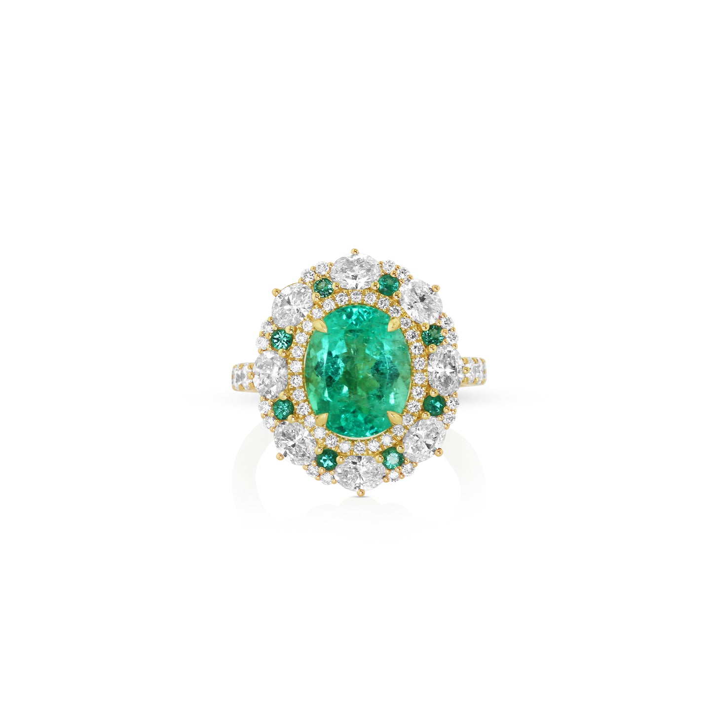 Emerald & Diamond Halo Ring