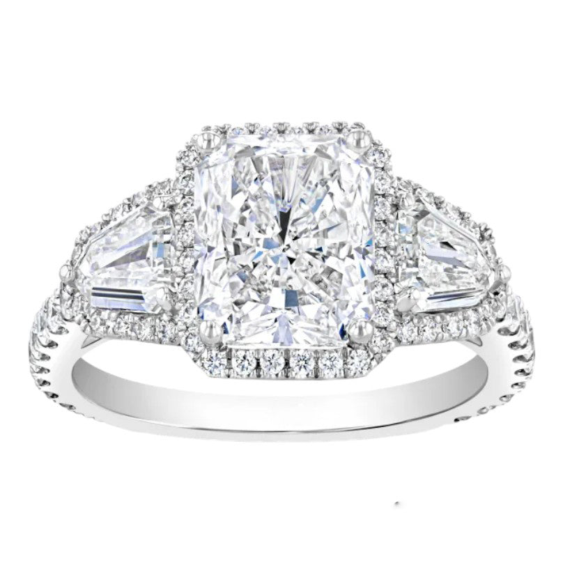 18K White Gold 3-Stone Diamond Engagement Ring
