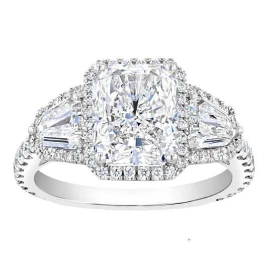 18K White Gold 3-Stone Diamond Engagement Ring