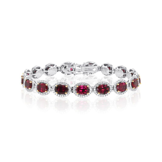 Rubelite Tourmaline & Diamond Bracelet
