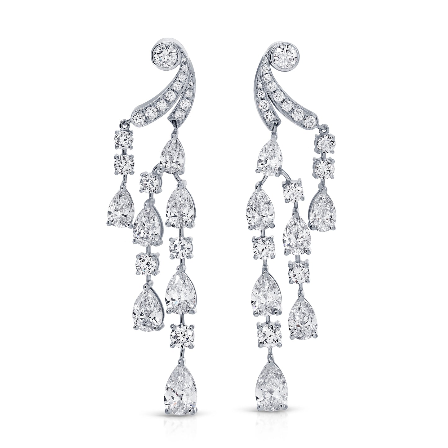 Round and Pear Shape Diamond Dangle Earrings