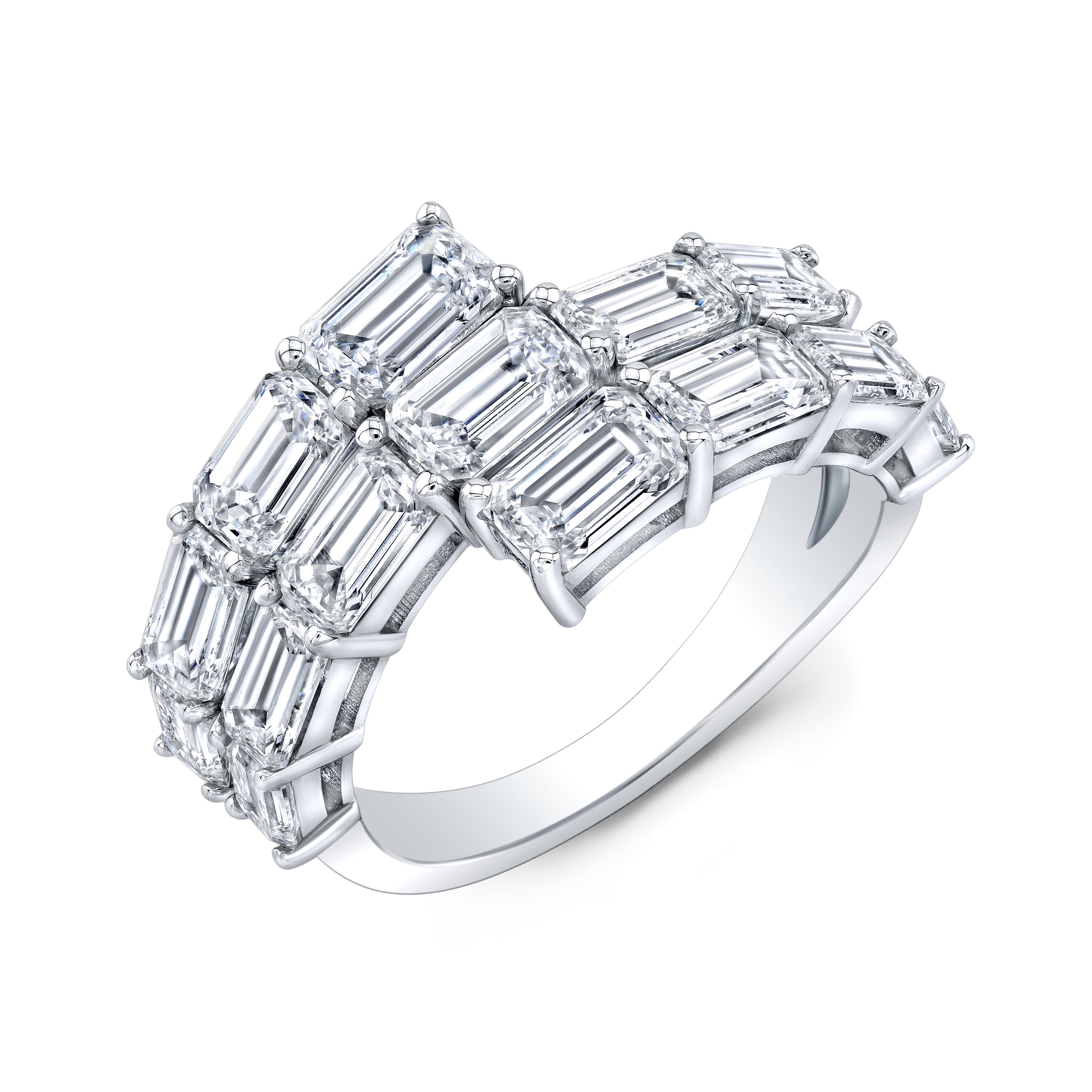 Emerald Cut Diamond Three Layer Ring