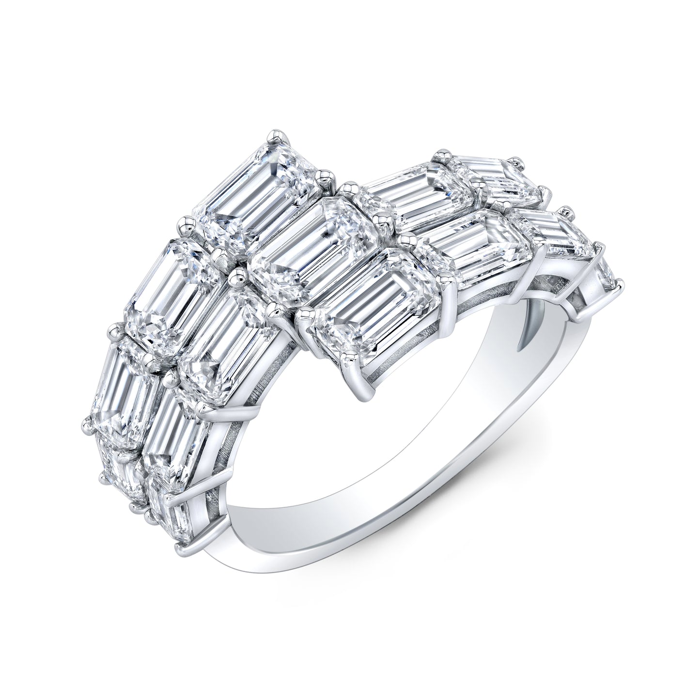 Emerald Cut Diamond Three Layer Ring