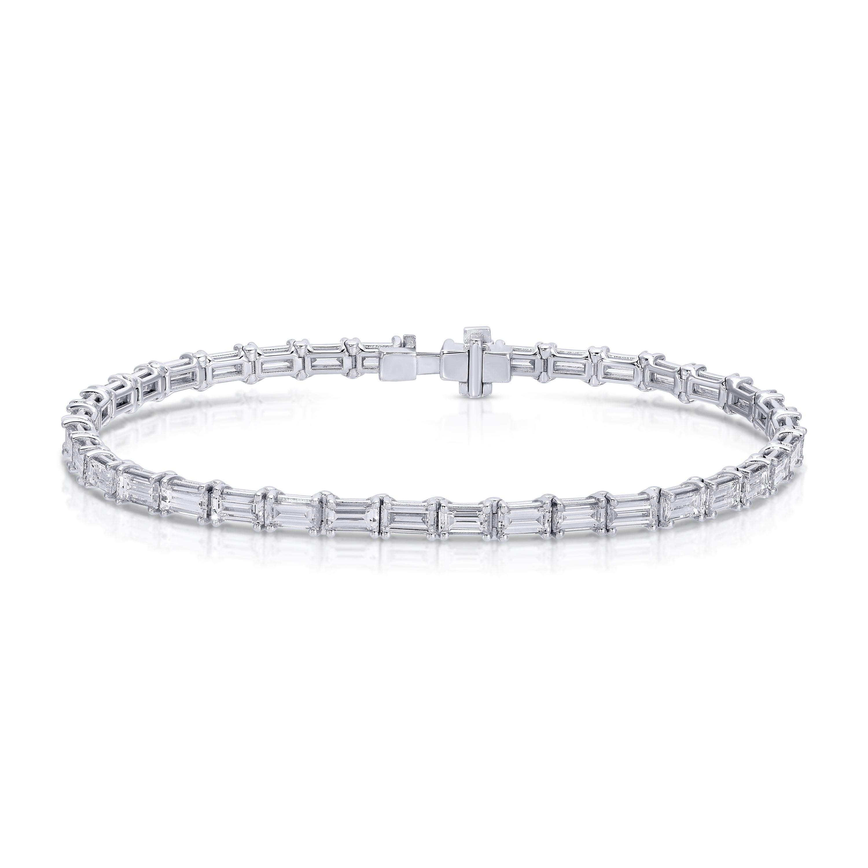 East West Set Baguette Cut Diamond Tennis Bracelet