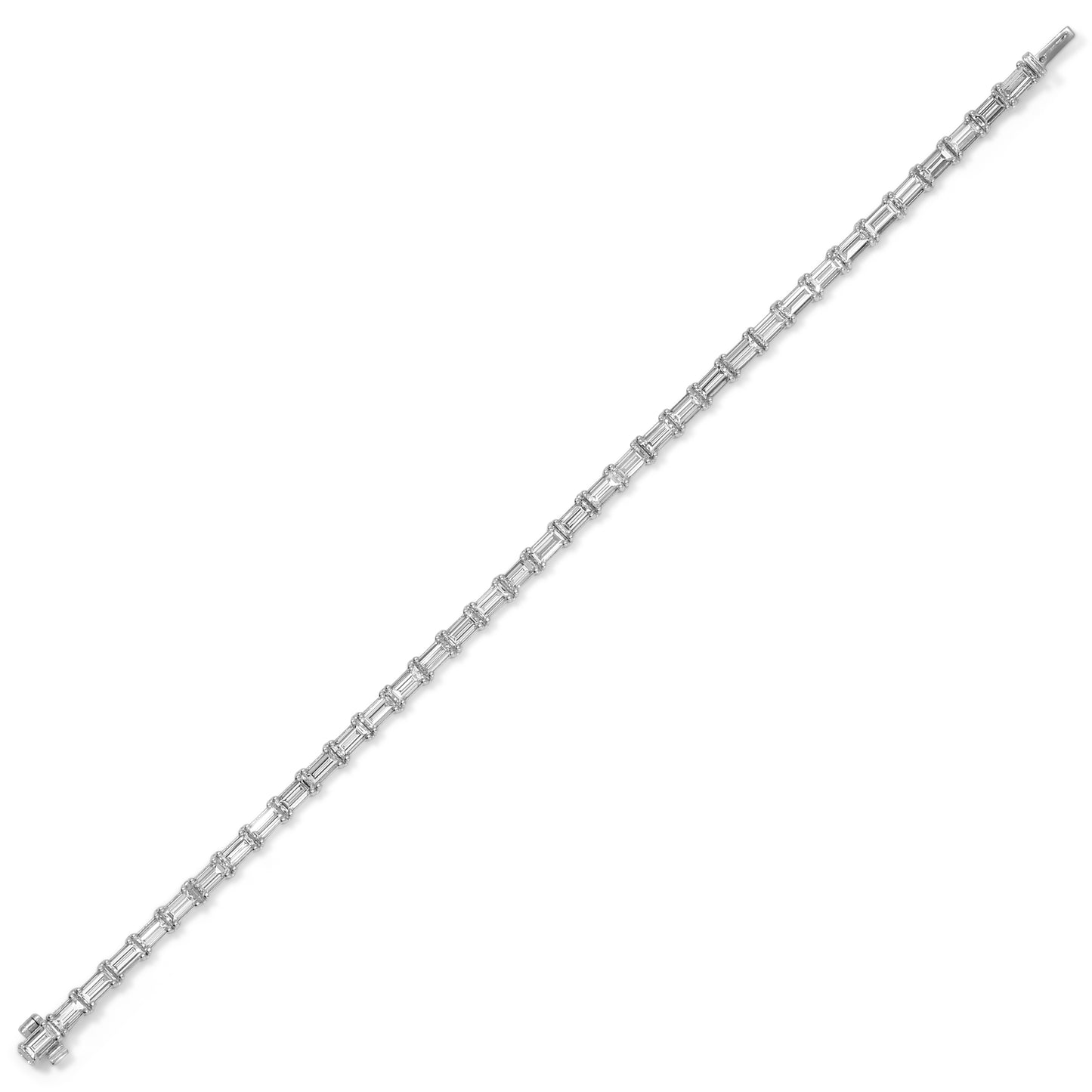 East West Set Baguette Cut Diamond Tennis Bracelet