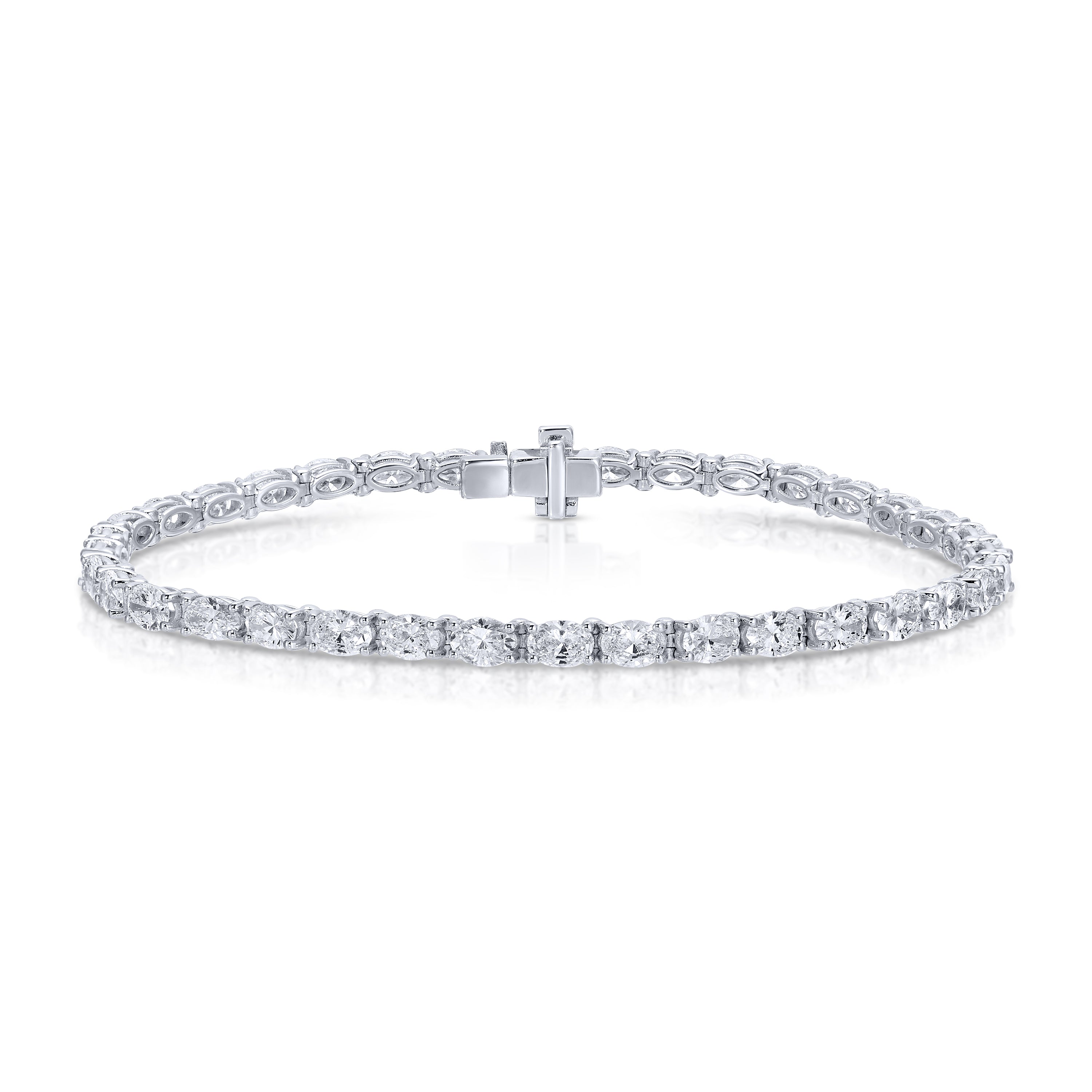 East West Set Oval Cut Diamond Tennis Bracelet