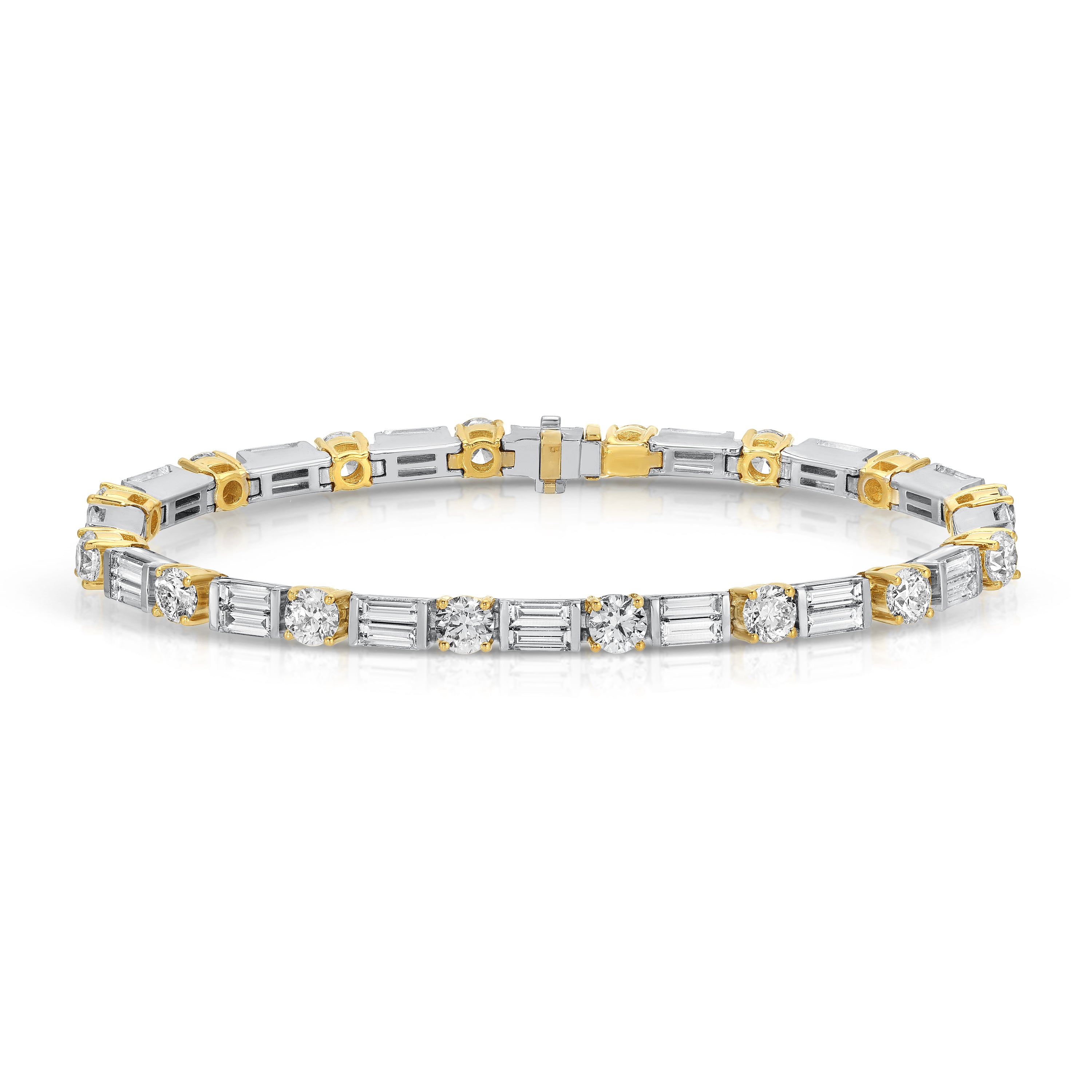 Baguette and Round Cut Diamond Tennis Bracelet