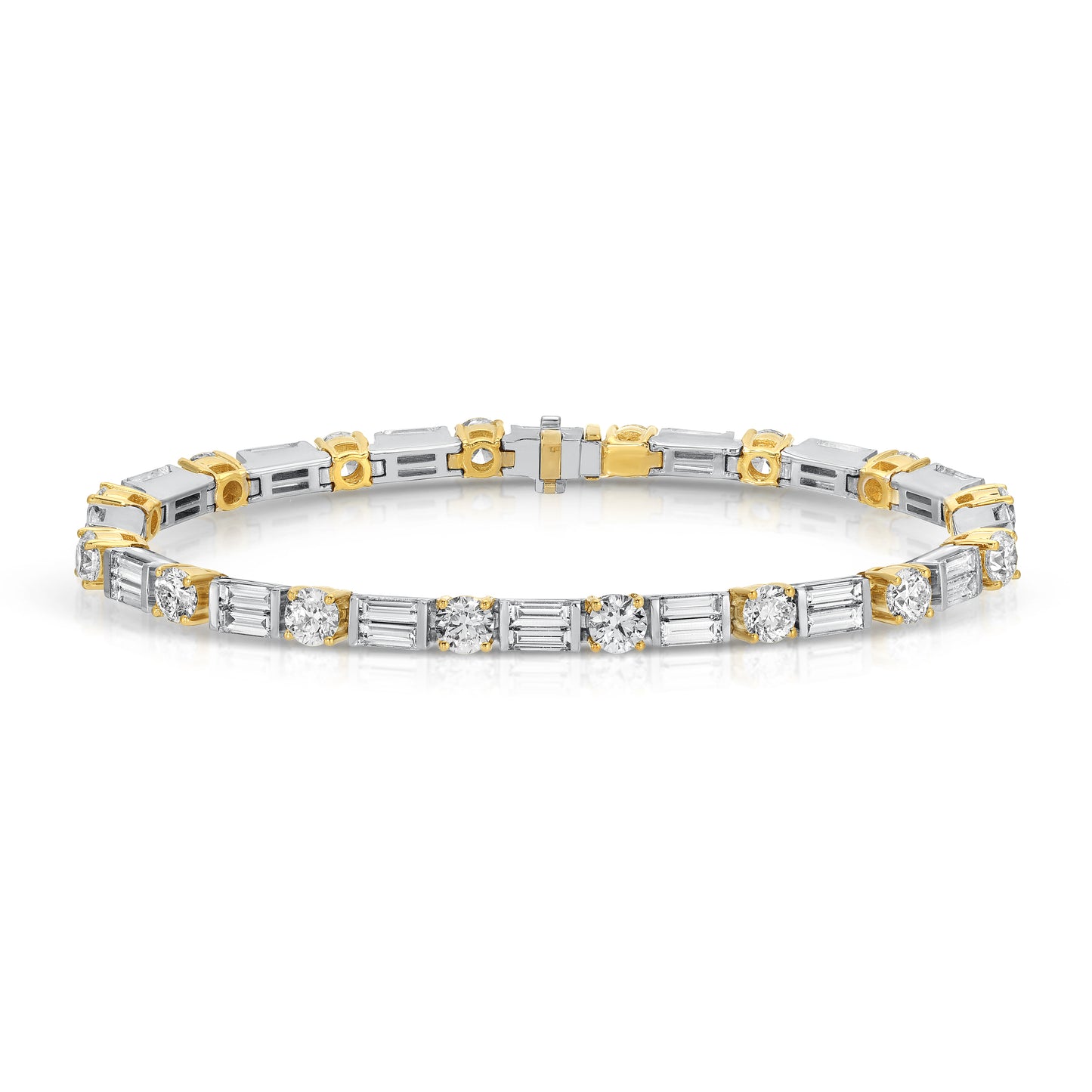 Baguette and Round Cut Diamond Tennis Bracelet