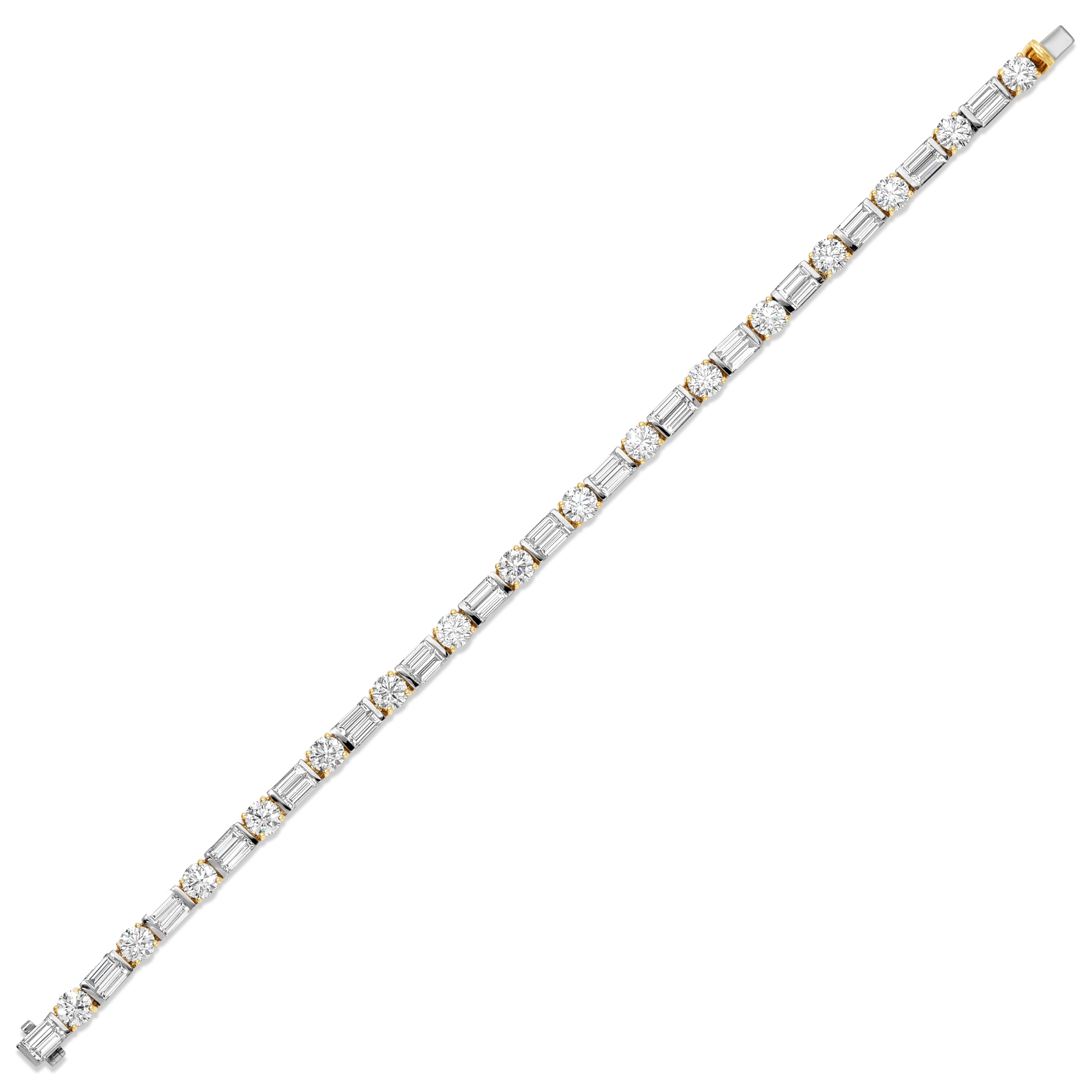 Baguette and Round Cut Diamond Tennis Bracelet