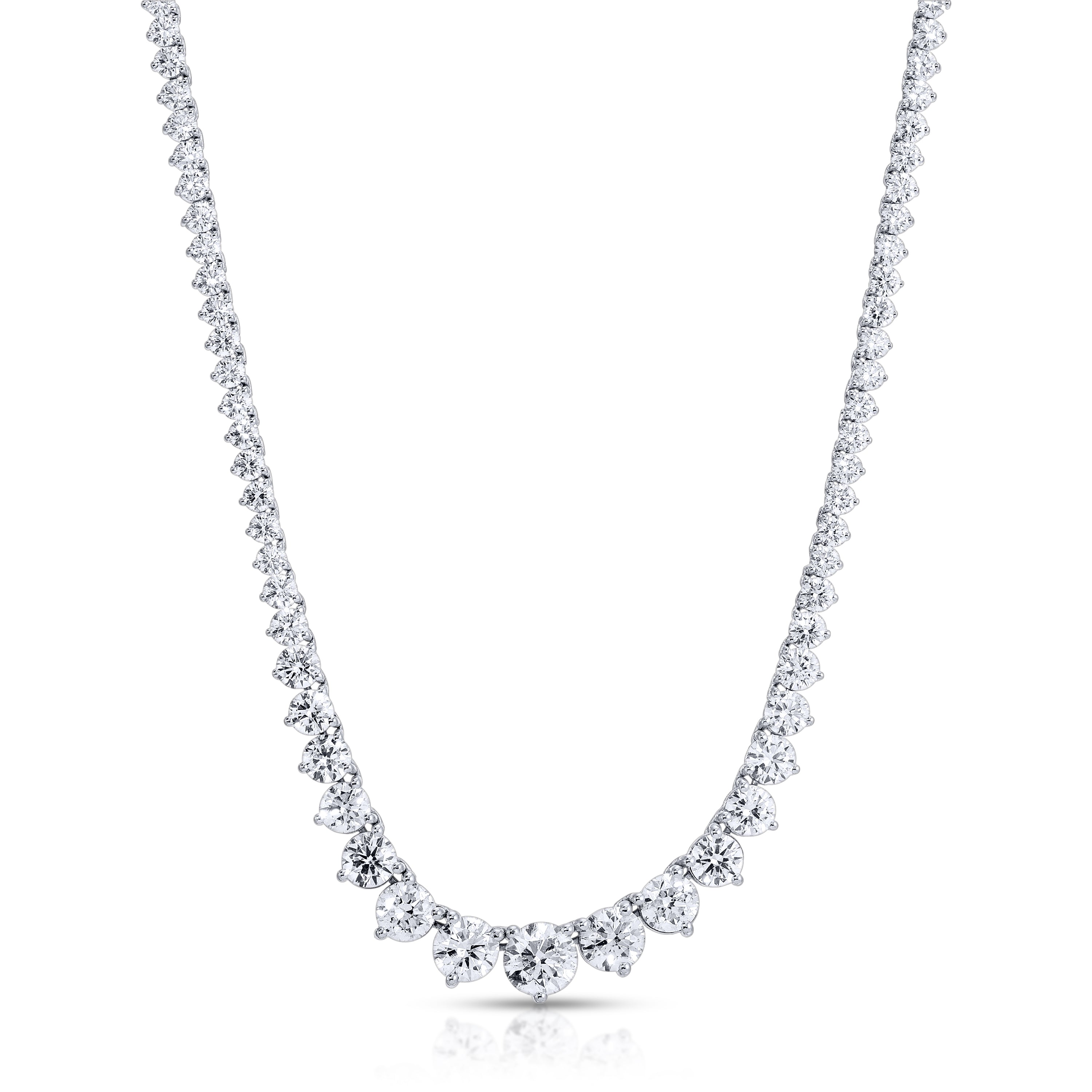 Graduated Round Cut Diamond Tennis Necklace