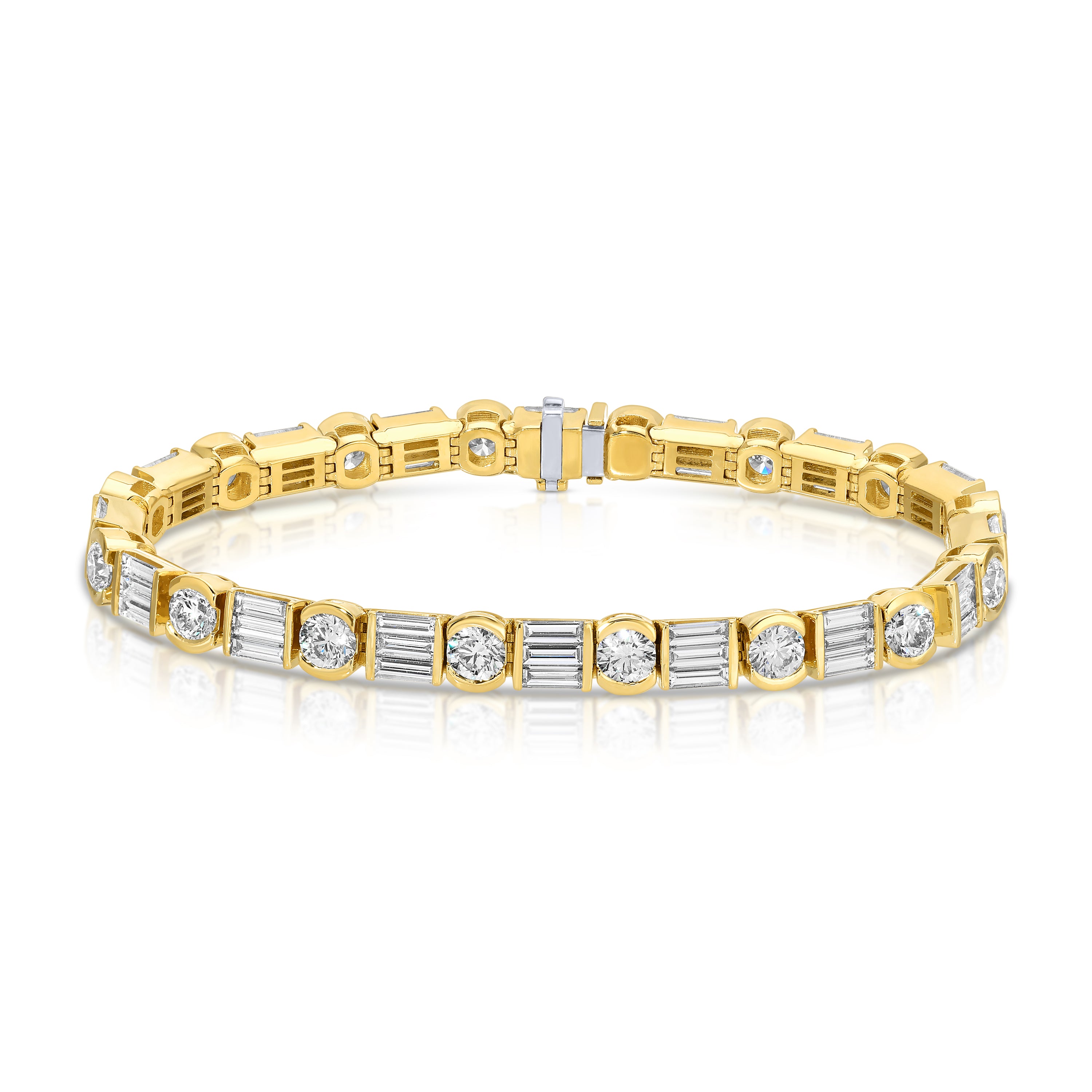 Bar Set Baguette and Round Cut Diamond Tennis Bracelet