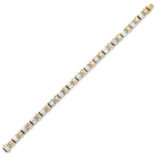 Bar Set Baguette and Round Cut Diamond Tennis Bracelet