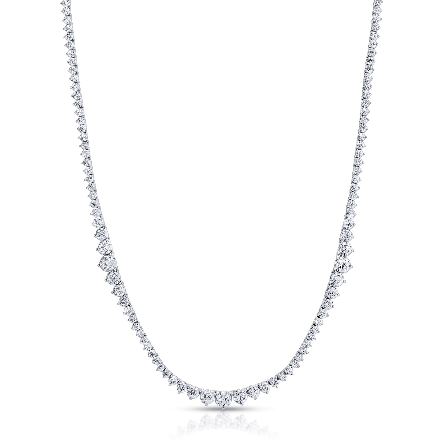 Three Side Graduated Round Cut Diamond Necklace