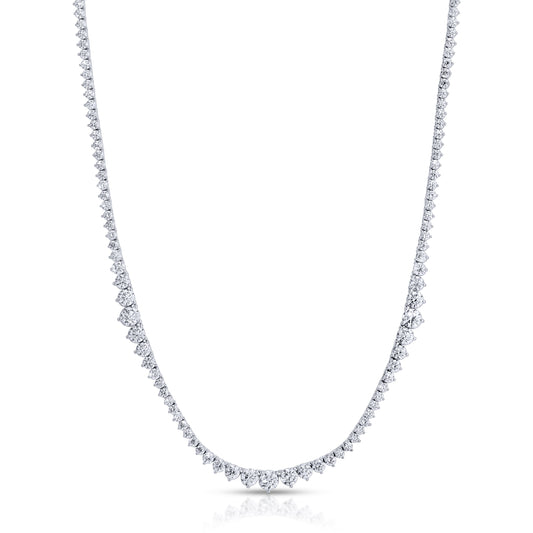 Three Side Graduated Round Cut Diamond Necklace