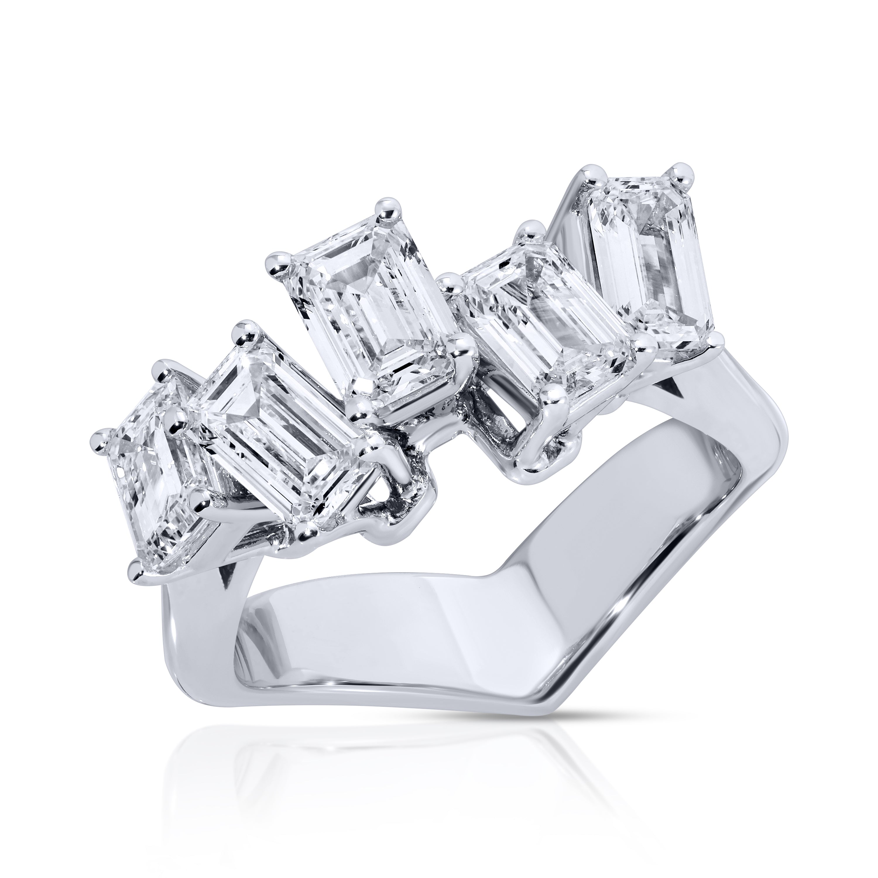 Trendy Set Emerald Cut Diamond Band Ring