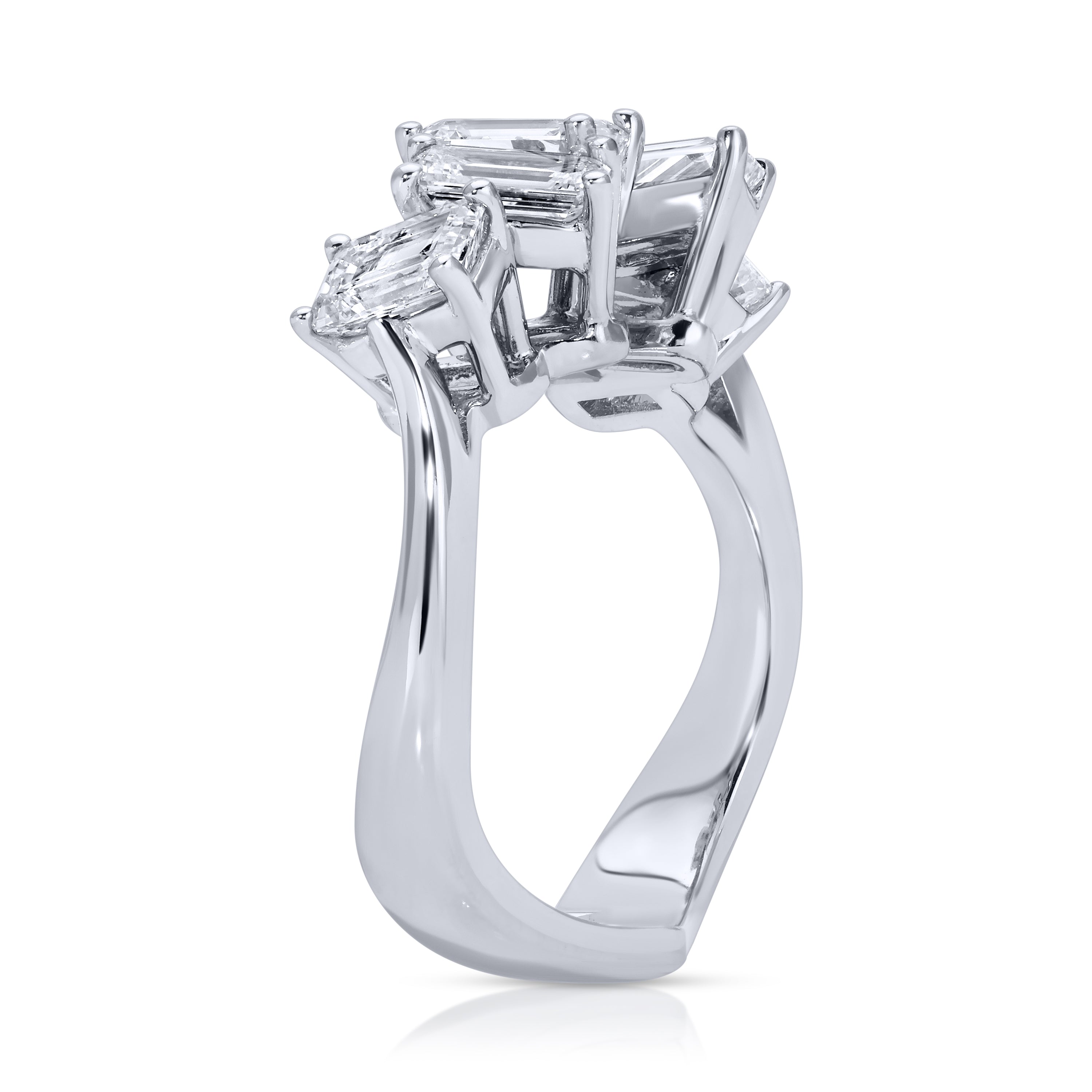 Trendy Set Emerald Cut Diamond Band Ring