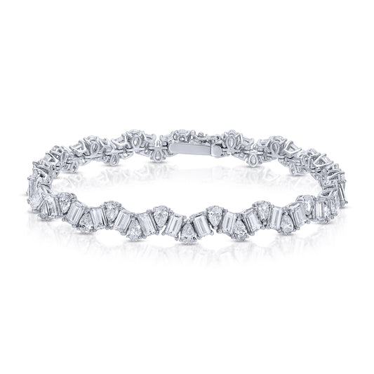 Baguette and Pear Cut Diamond Tennis Bracelet