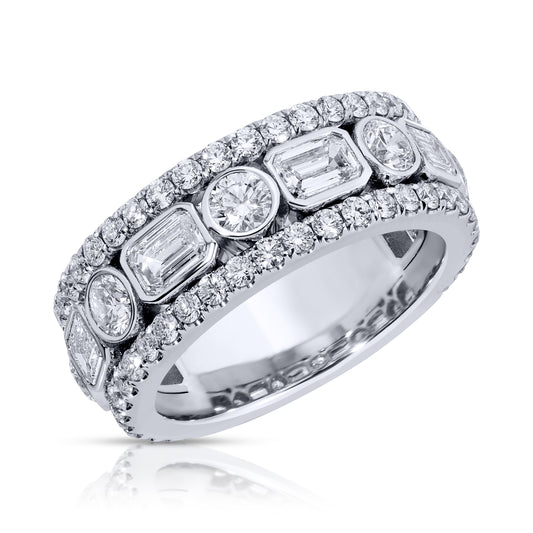 Emerald Cut and Round Diamond Band Ring