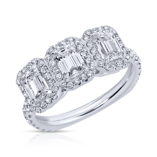 Emerald Cut Three Stone Diamond Ring