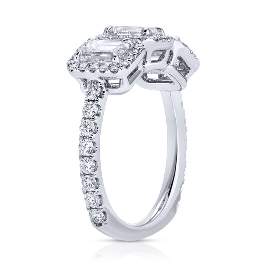Emerald Cut Three Stone Diamond Ring
