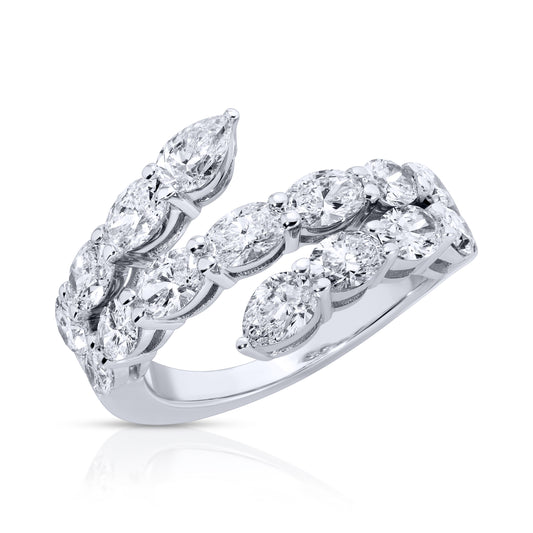 Oval and Pear Shape Diamond Three Layer Ring