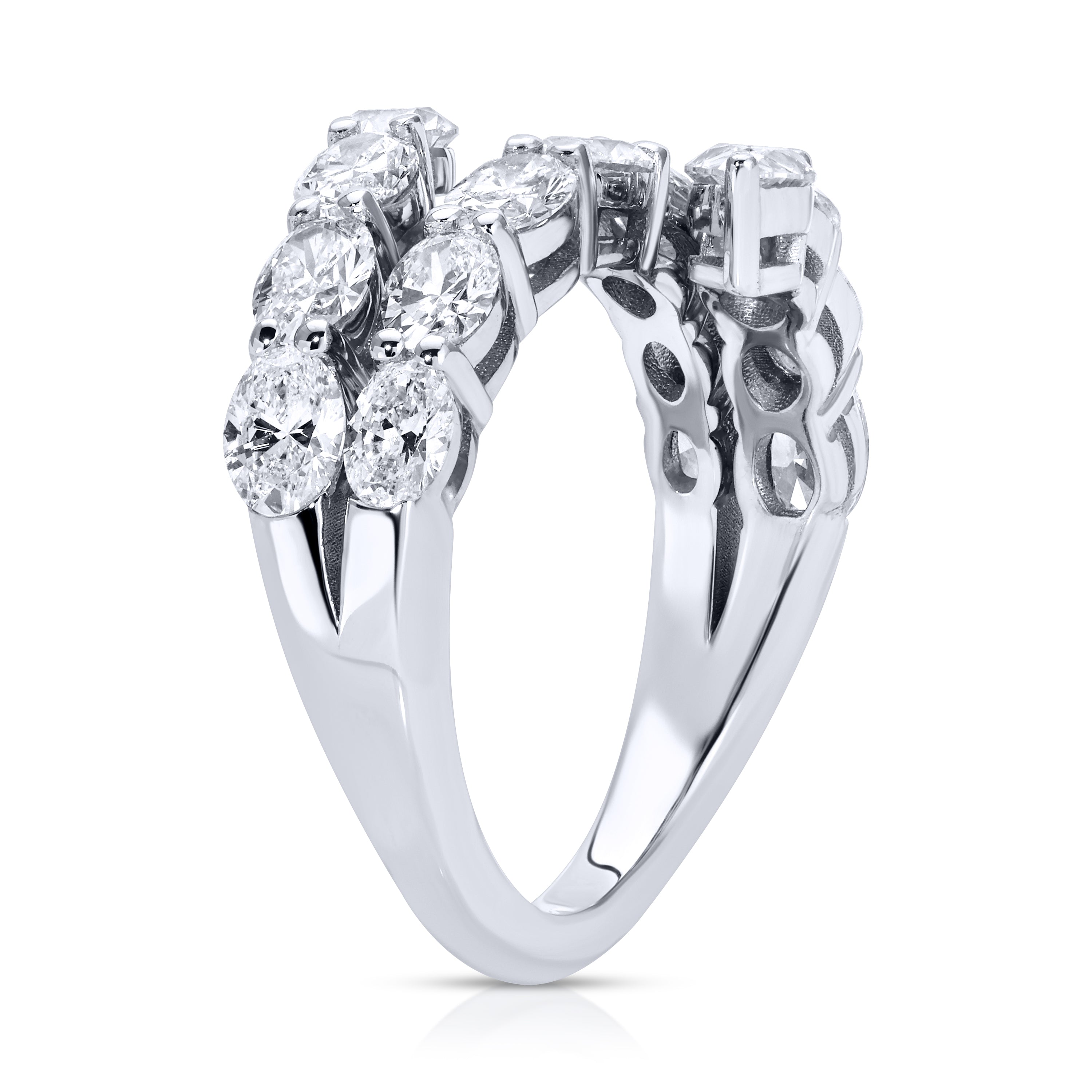 Oval and Pear Shape Diamond Three Layer Ring