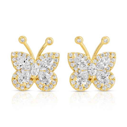 Marquise and Pear Shape Diamond Butterfly Earrings