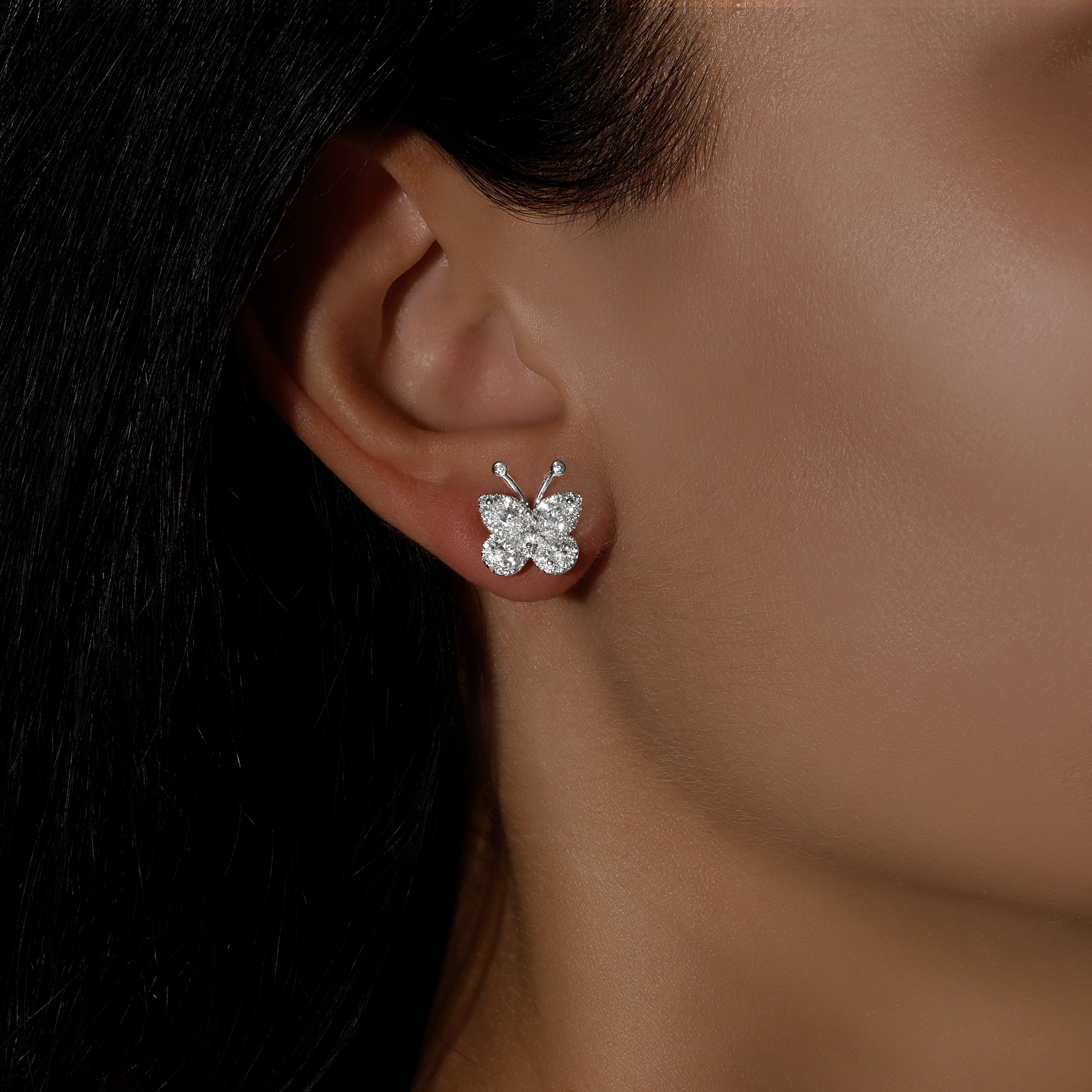 Marquise and Pear Shape Diamond Butterfly Earrings