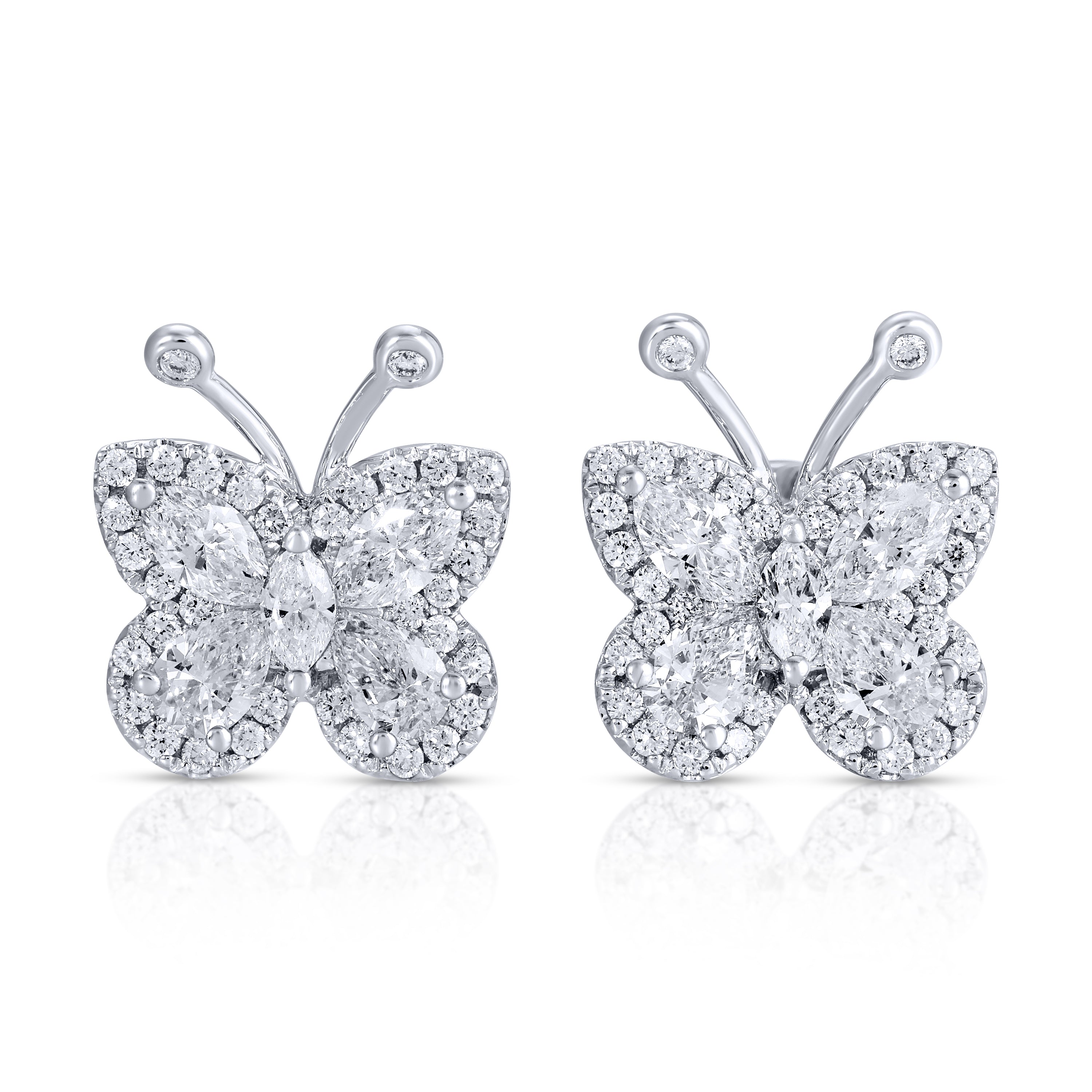 Marquise and Pear Shape Diamond Butterfly Earrings