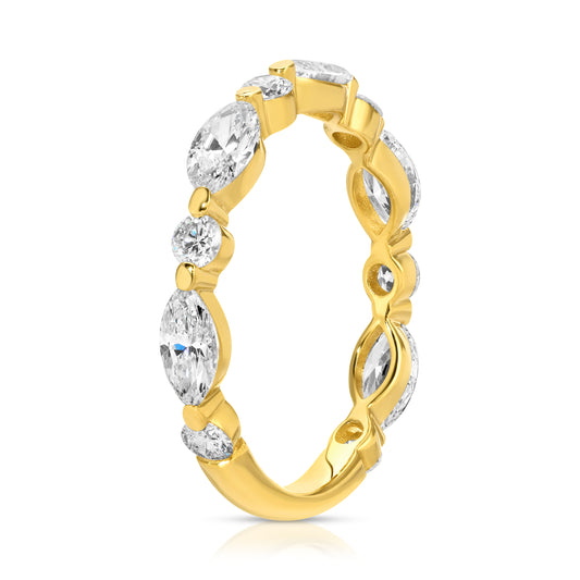 Marquise and Round Cut Diamond Band Ring