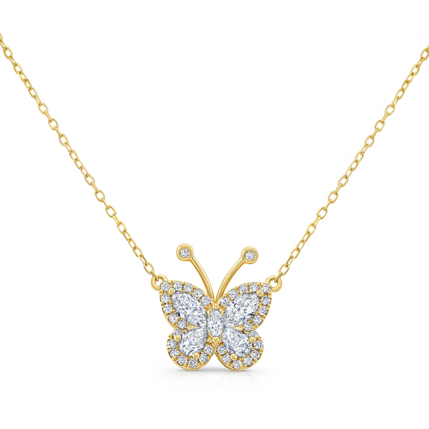 Marquise and Pear Shape Diamond Butterfly Pendant