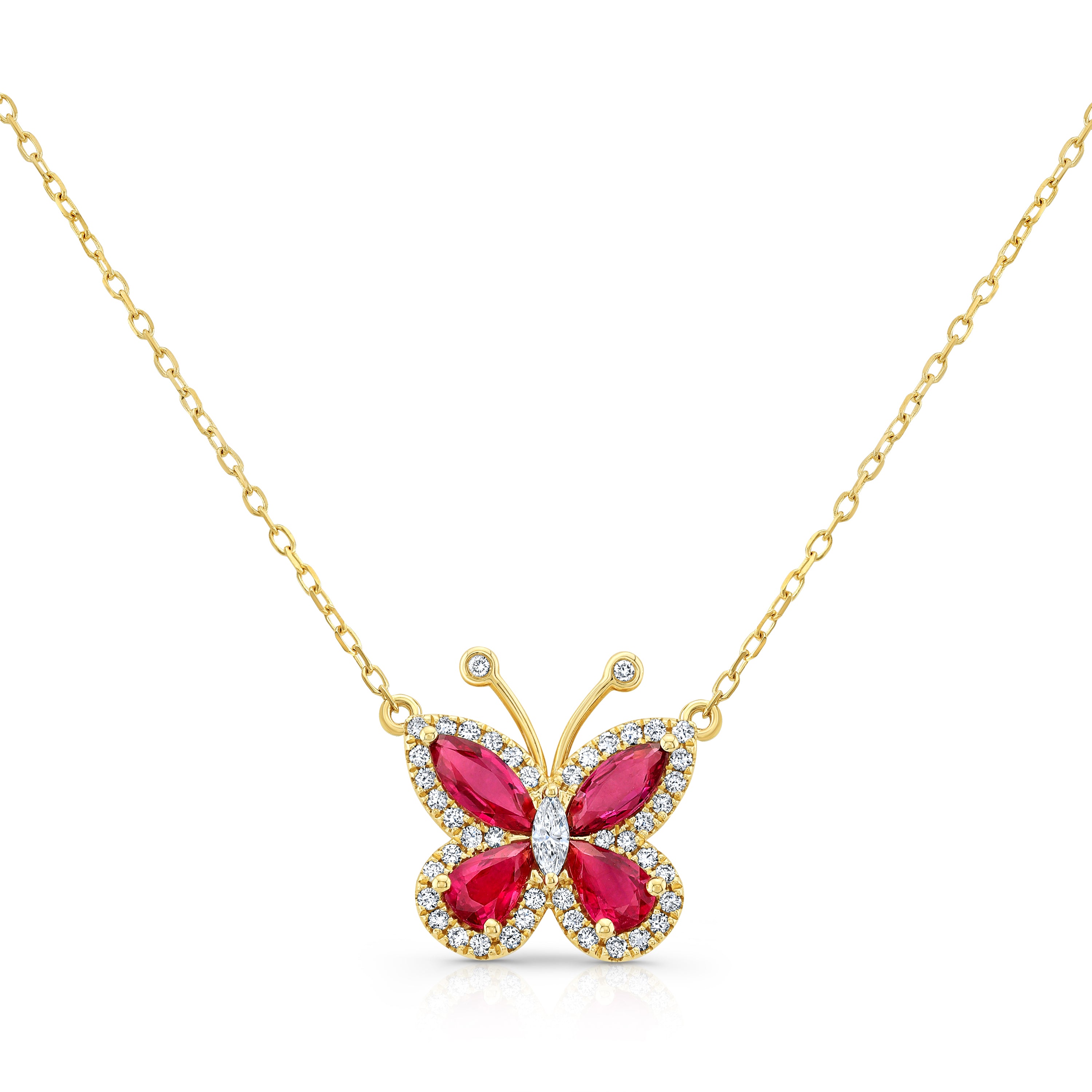 Ruby and Diamond Butterfly Pendant