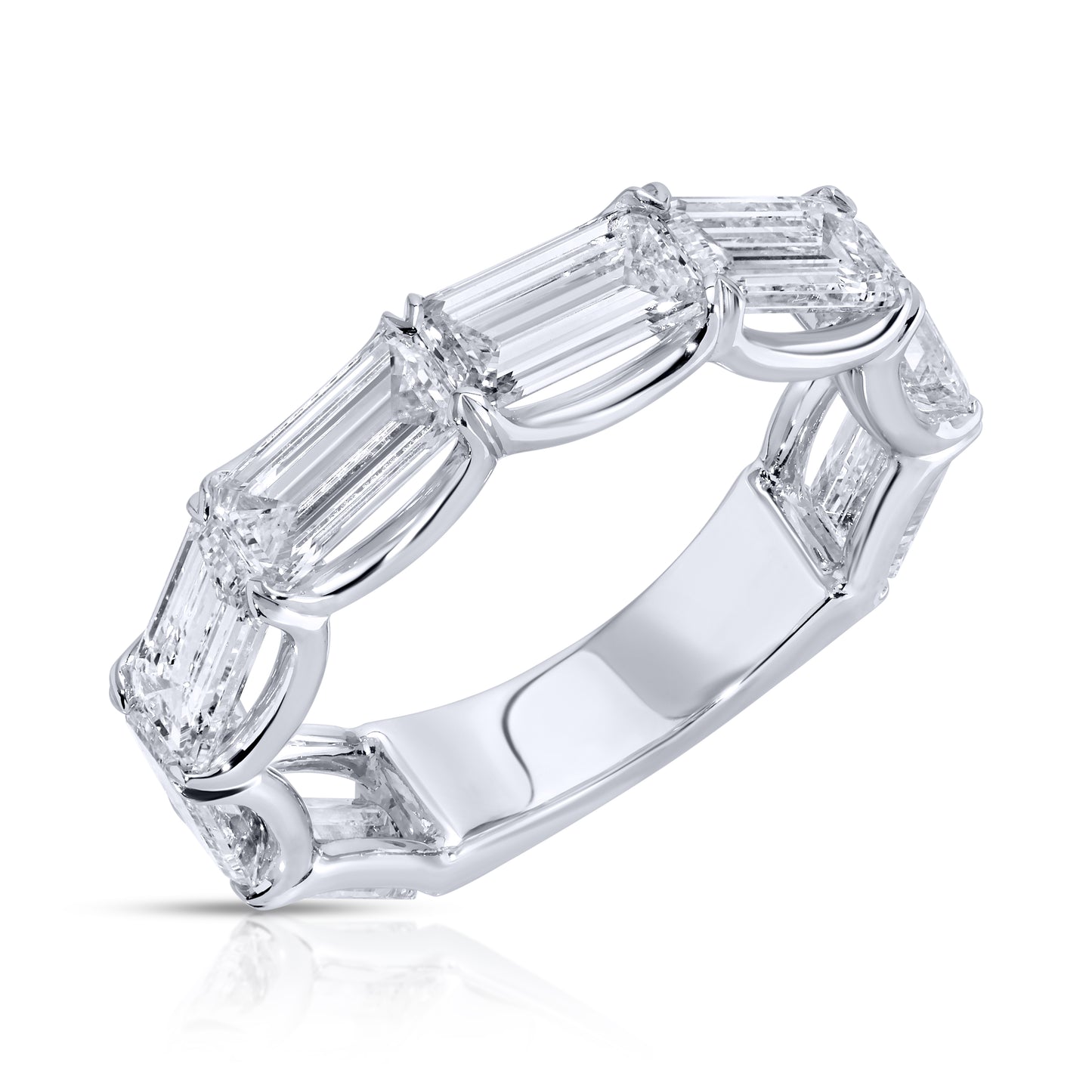 East-West Set Emerald Cut Diamond 3/4 Eternity Band Ring