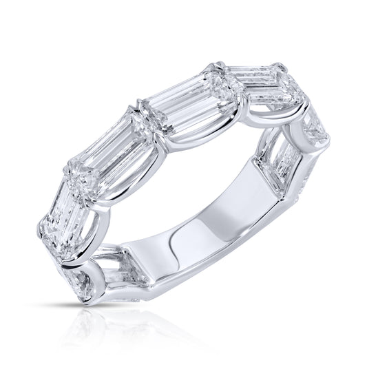 East-West Set Emerald Cut Diamond 3/4 Eternity Band Ring