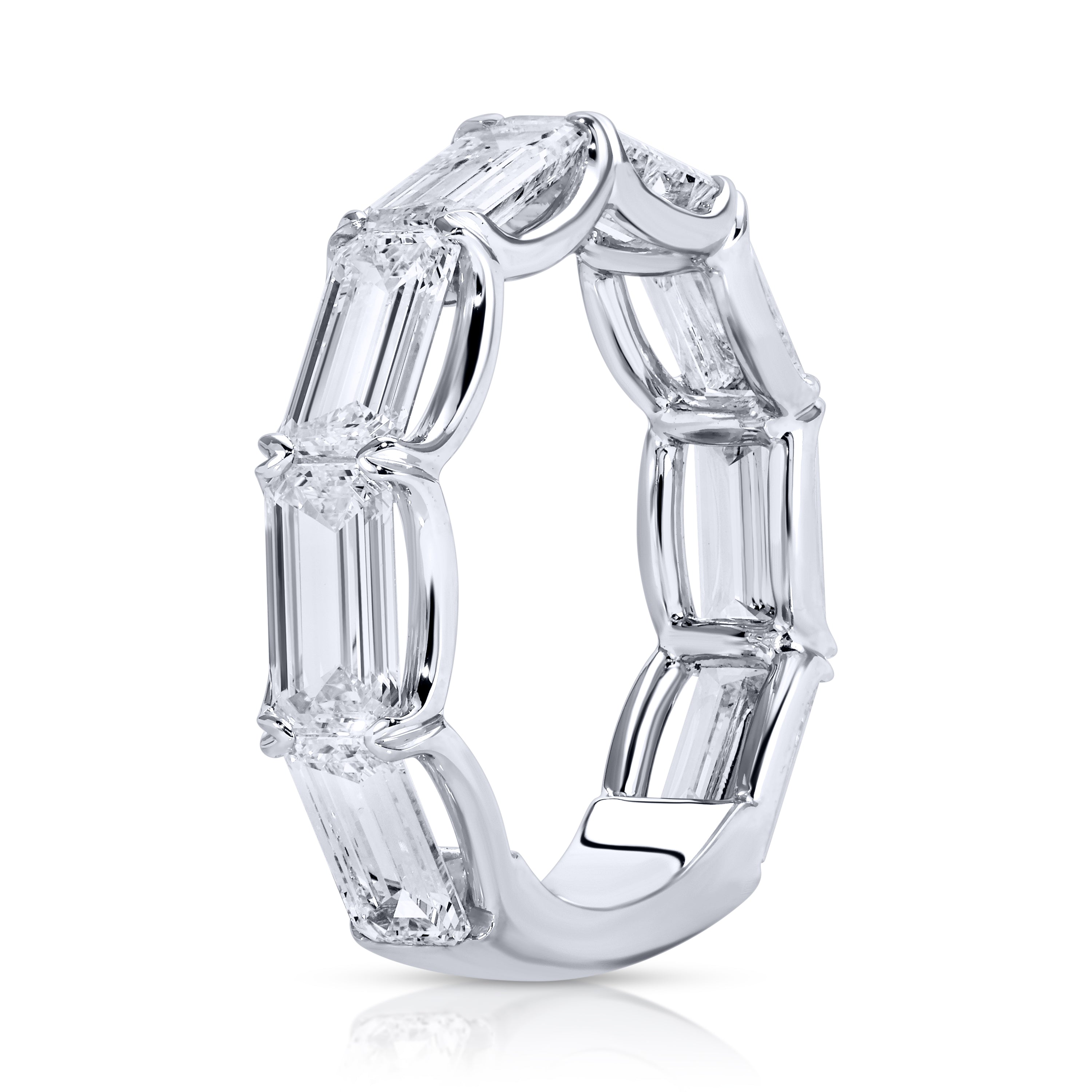 East-West Set Emerald Cut Diamond 3/4 Eternity Band Ring