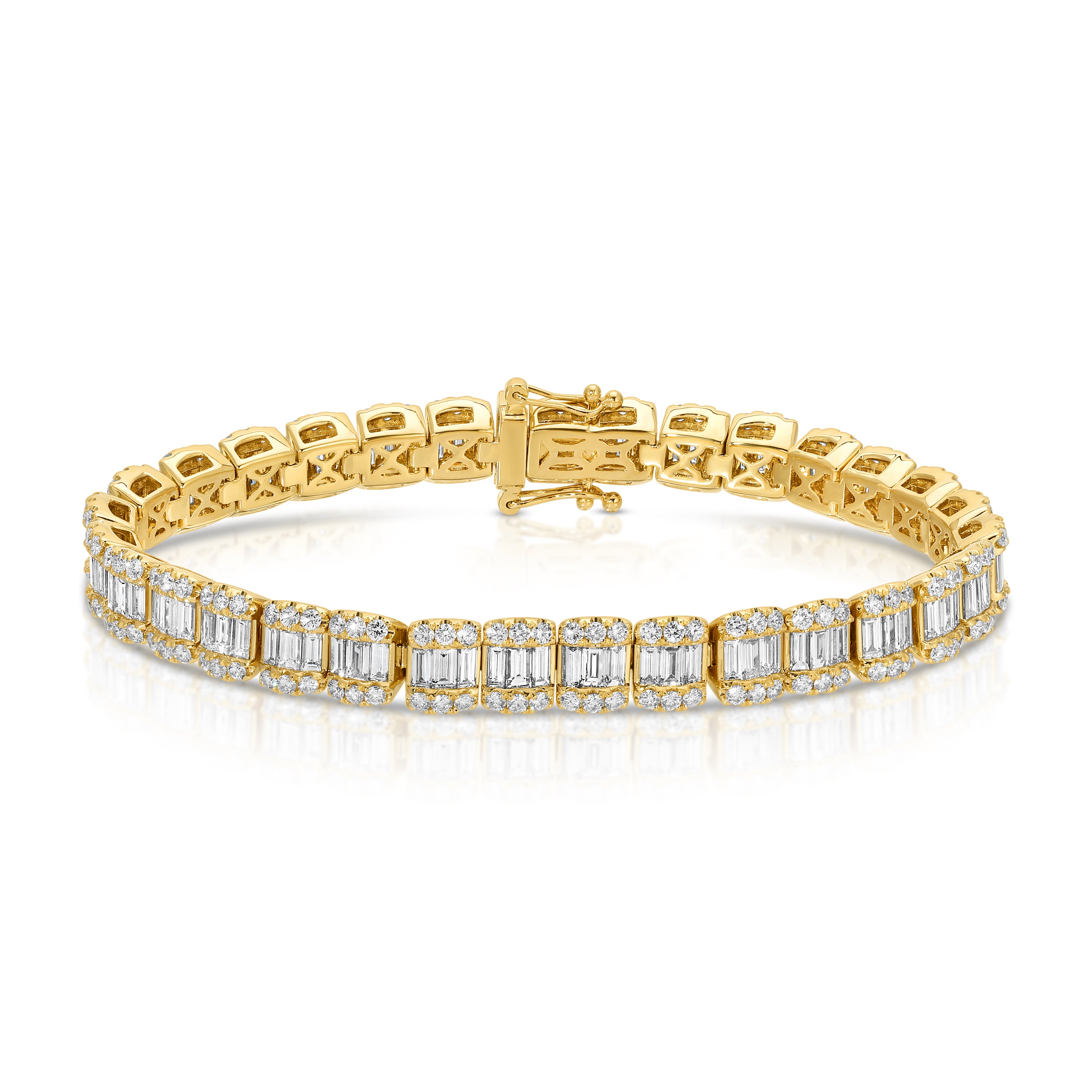 Baguette and Round Cut Diamond Tennis Bracelet