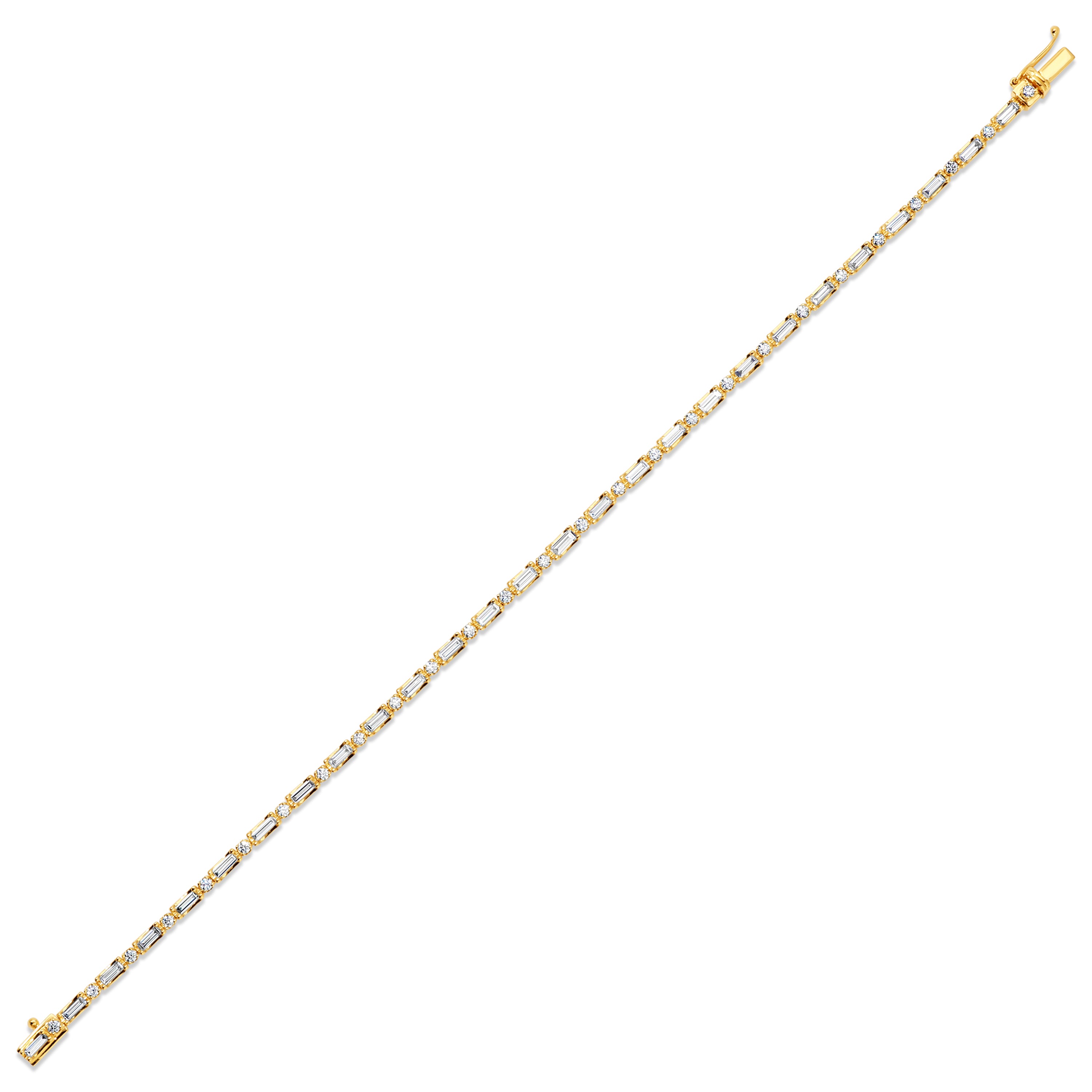 East-West Baguette and Round Cut Diamond Tennis Bracelet