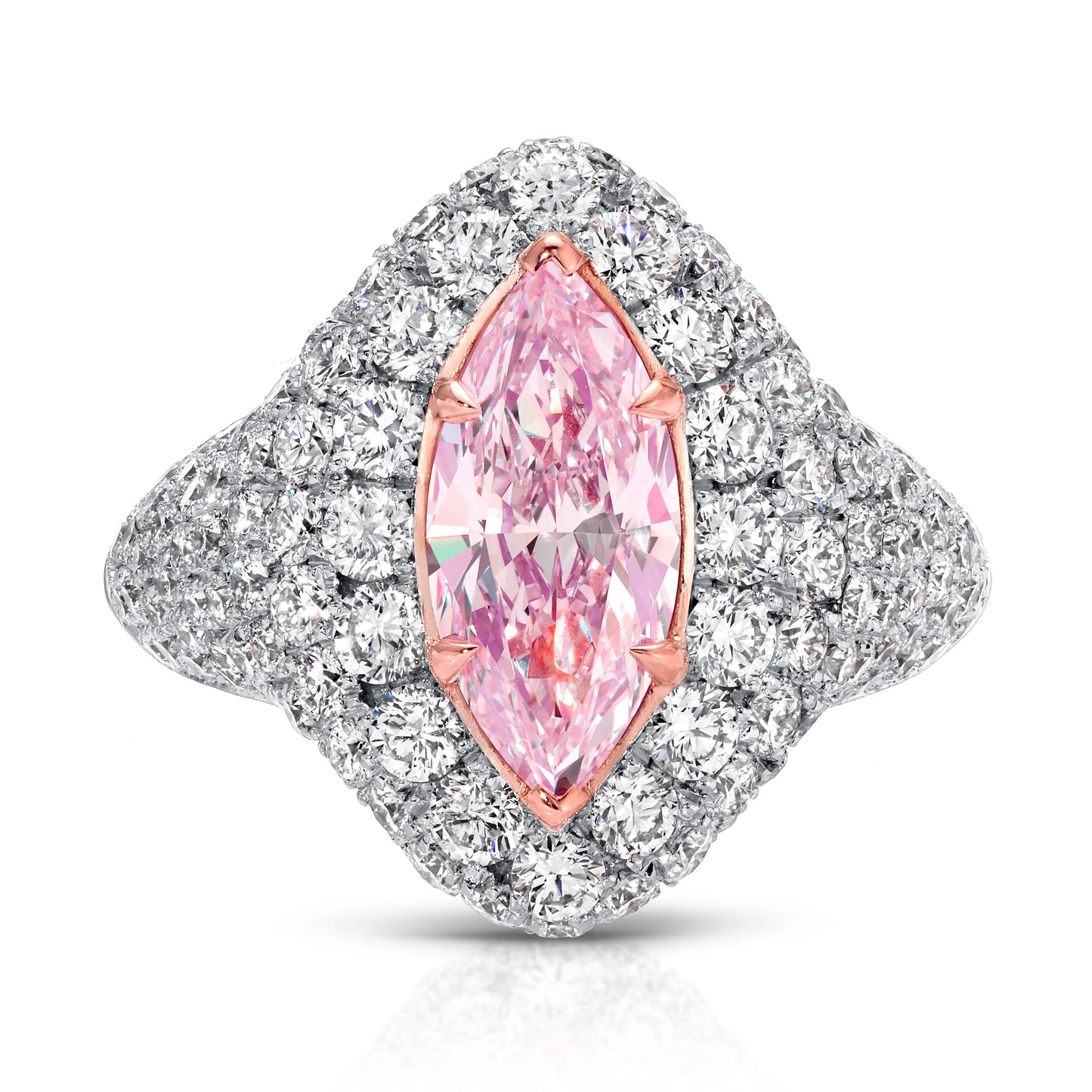 Pink Marquise Diamond Ring in 18K White and Rose Gold