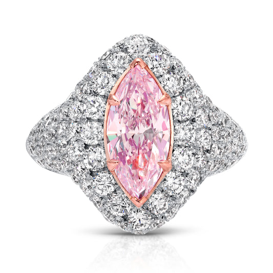 Pink Marquise Diamond Ring in 18K White and Rose Gold