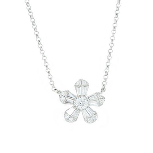 14K White Gold Diamond Necklace