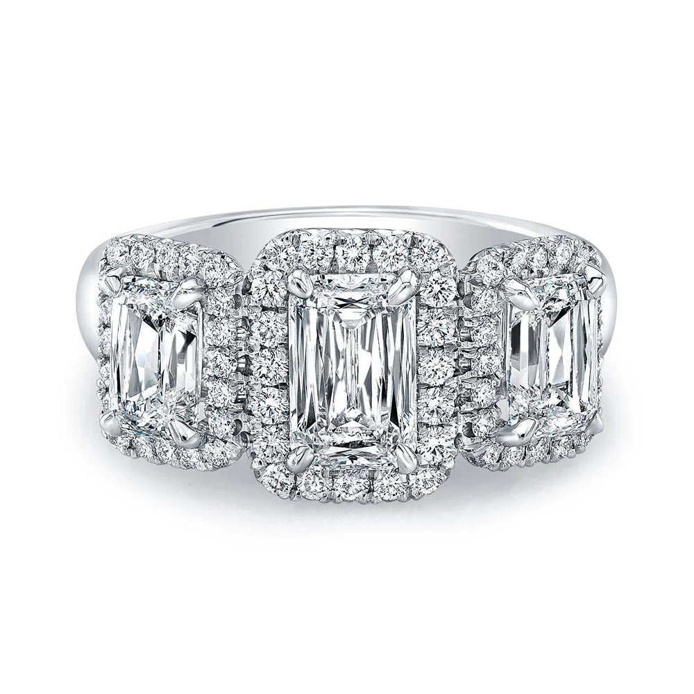 Emerald Cut Diamonds Pavé Platinum Setting