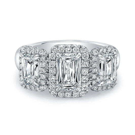 Emerald Cut Diamonds Pavé Platinum Setting