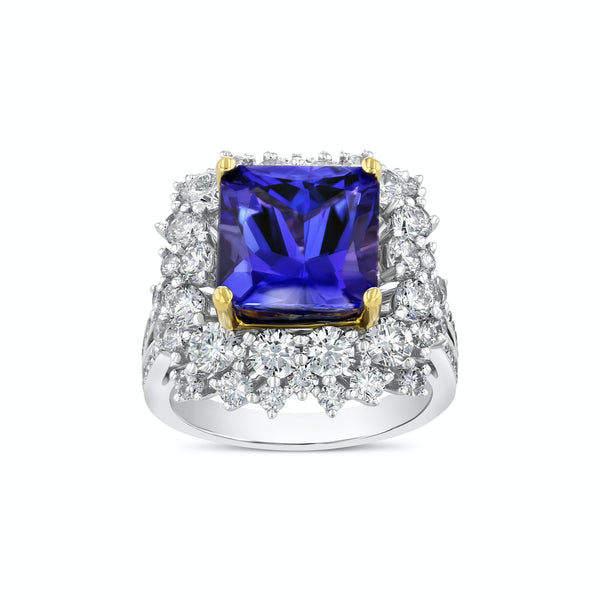 18K White and Yellow Gold Tanzanite & Diamond Ring